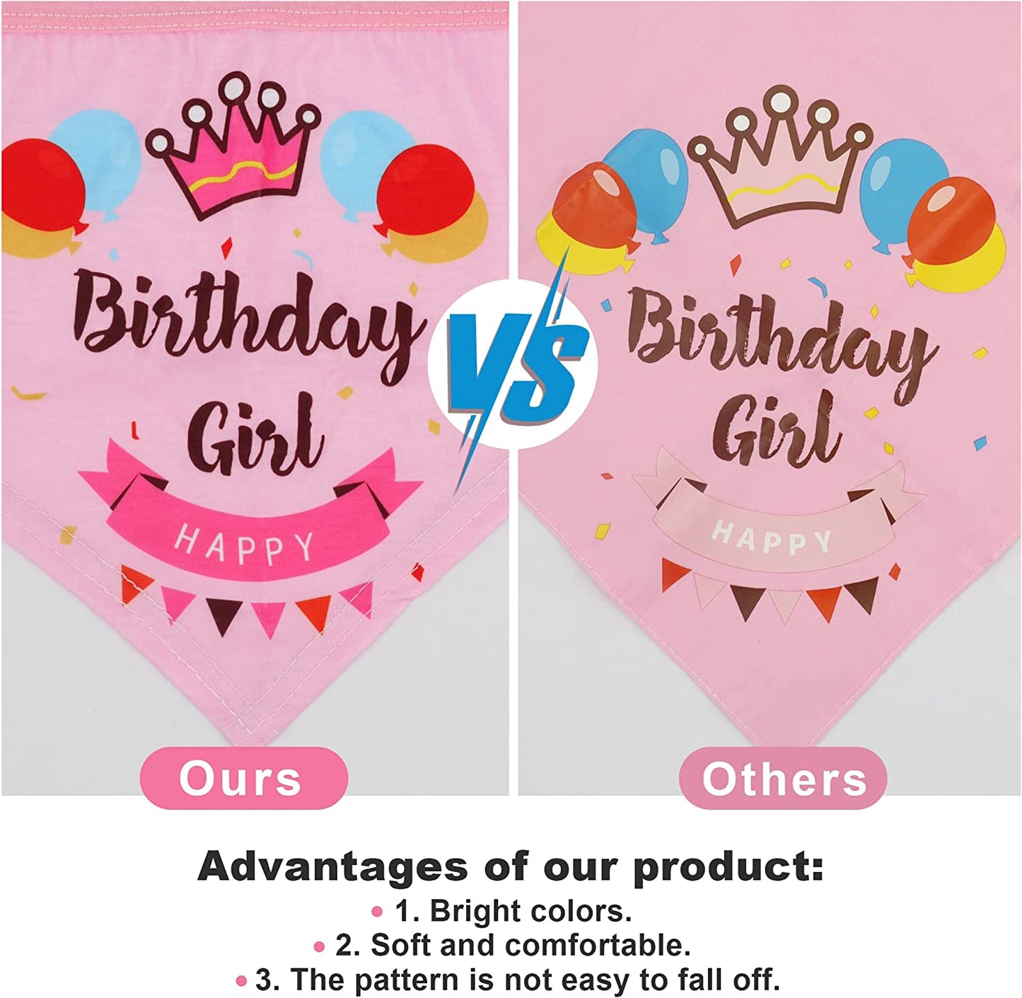 Dog Birthday Party Supplies Bandana Hat Banner Set Boy Girl Cute Bow Tie Scarf Birthday Decorations (Pink,Dog Girl)