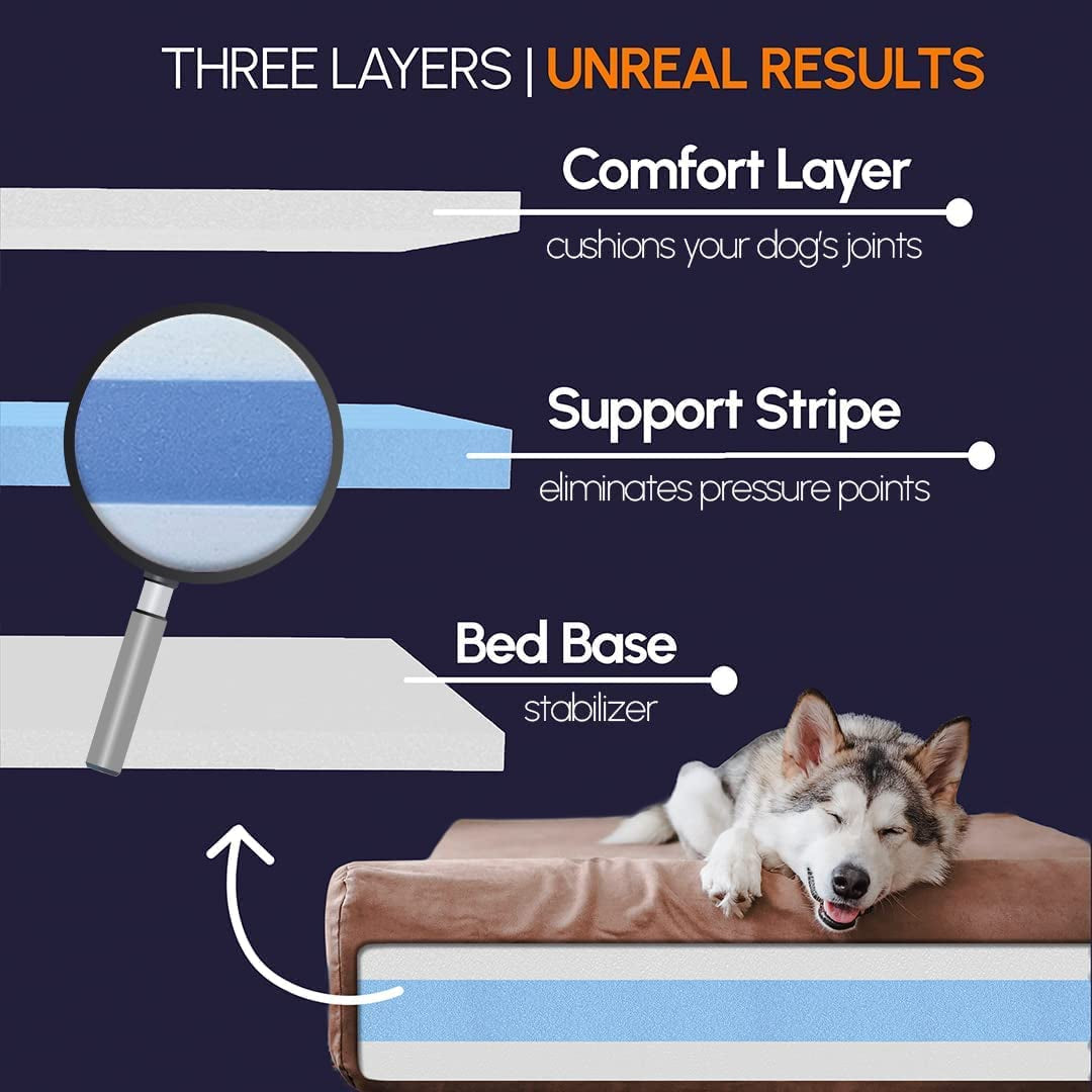 Barker Beds Large Orthopedic Dog Bed for Large Dogs - Premium 7" Thick Cushion with Washable Microsuede Cover - Durable XL Pet Bed - Made in USA (Burgundy)