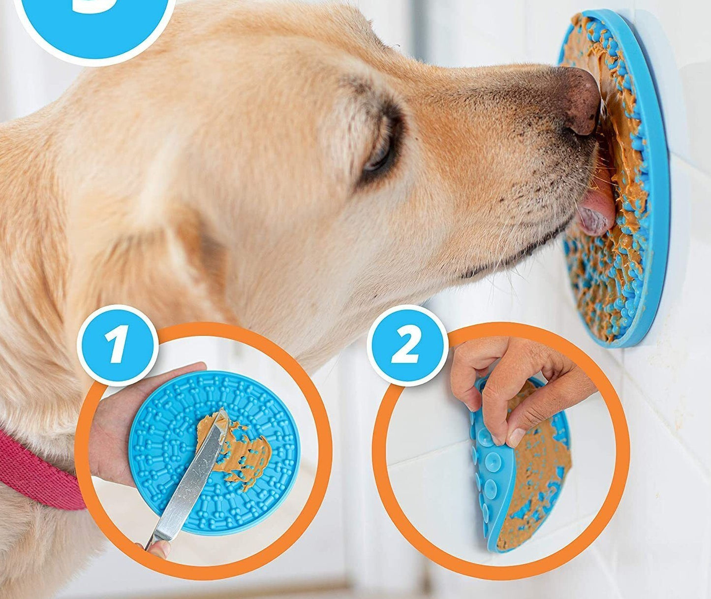 Dog Lick Mat & Brush Glove Slow Feeder Dog Bowl Lick Pad with Super Suction