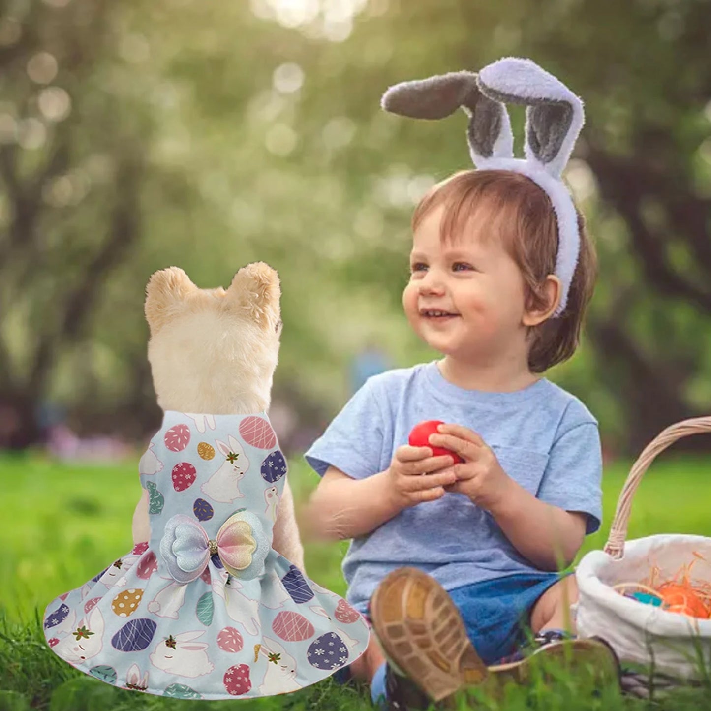 Easter Egg Dog Dress,Dog Clothes for Small Dogs,Girl Dog Clothes,Pet Summer Clothes Apparel for Dogs and Cats (Easter Egg,Size M)