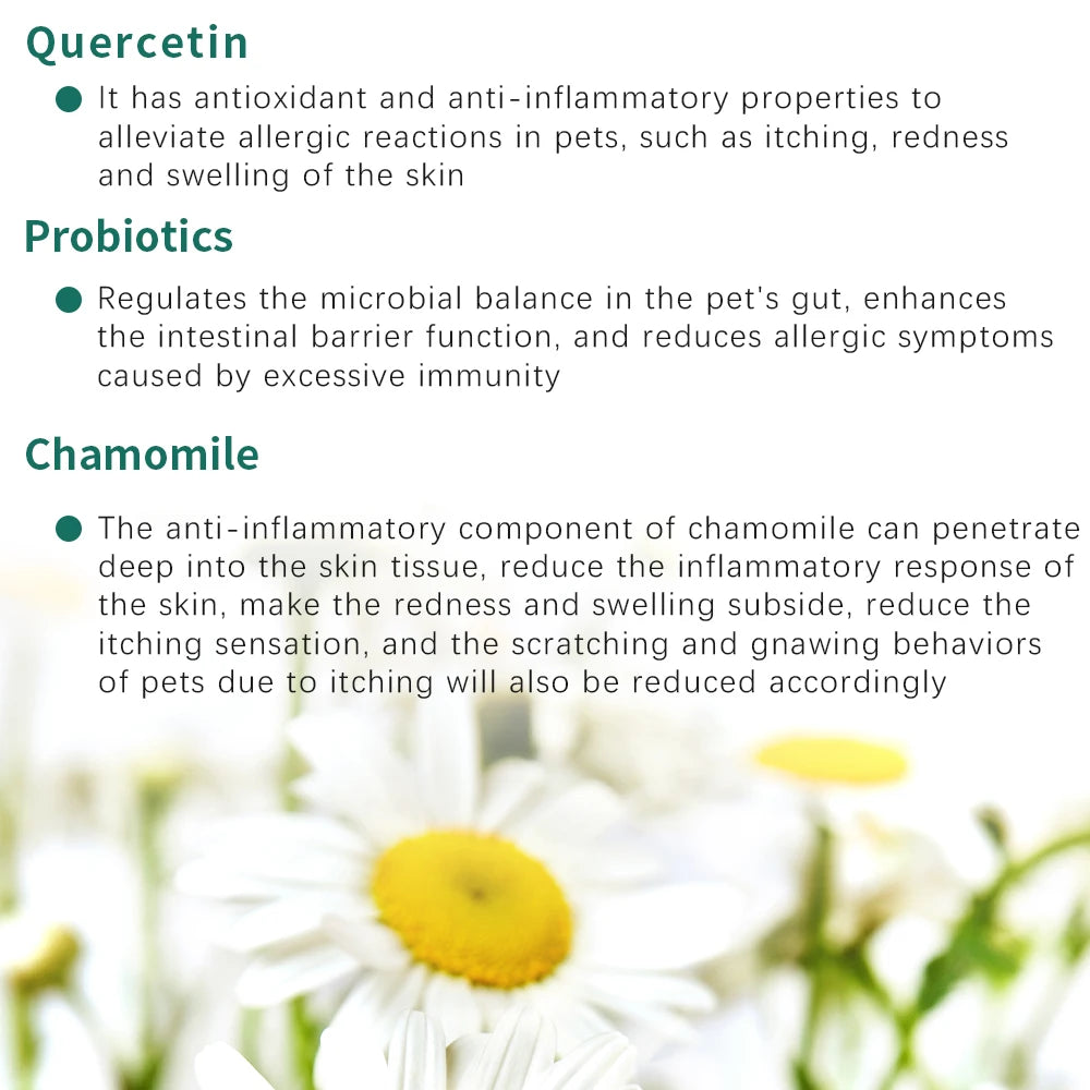 Anti-allergy & Immune Support Powder for dog with Omega-3 Fish Oil, Probiotics, Quercetin - Relieve itching, seasonal allergies