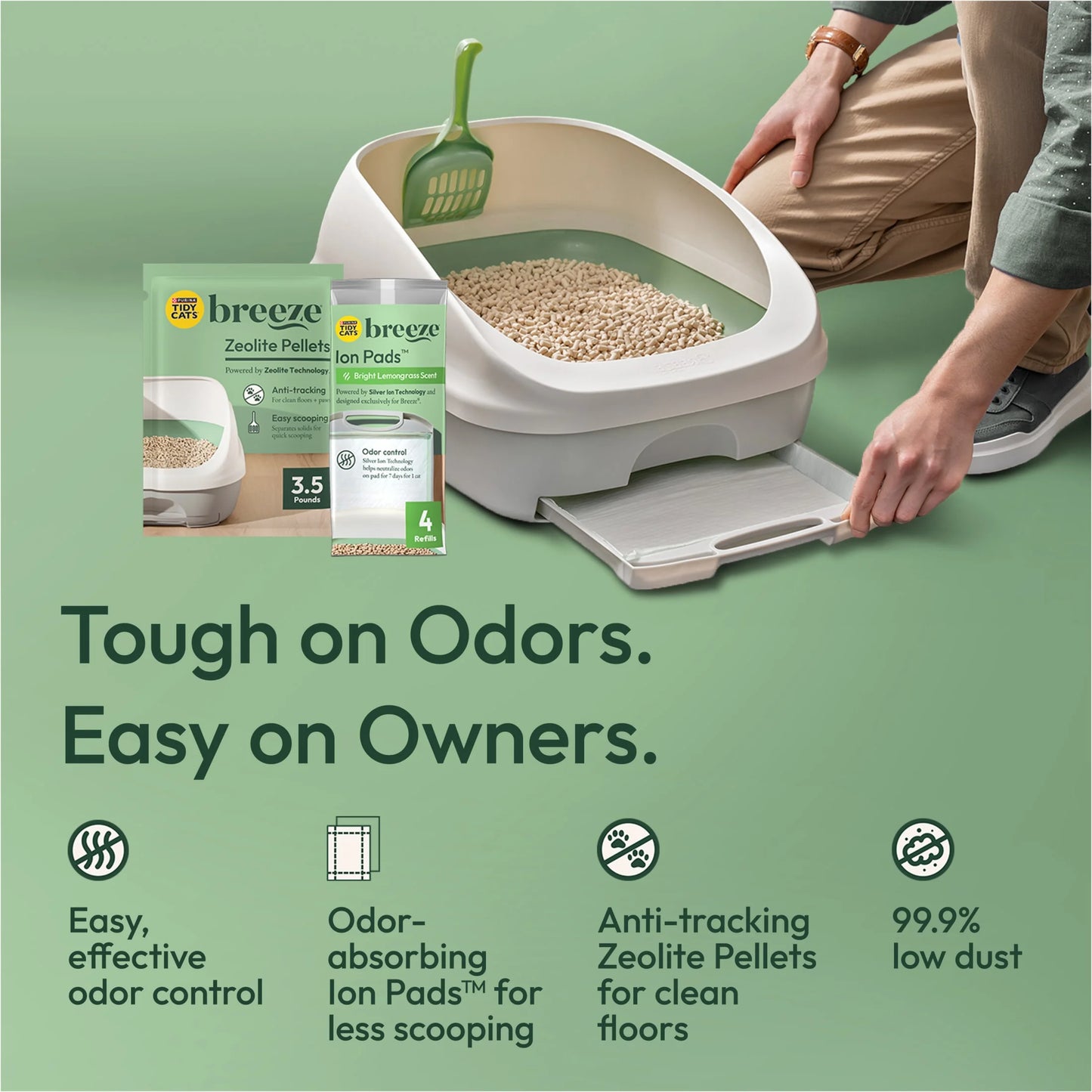Purina Breeze Cat Litter Box System Kit with Pellet Cat Litter, Litter Box, and Litter Box Pads