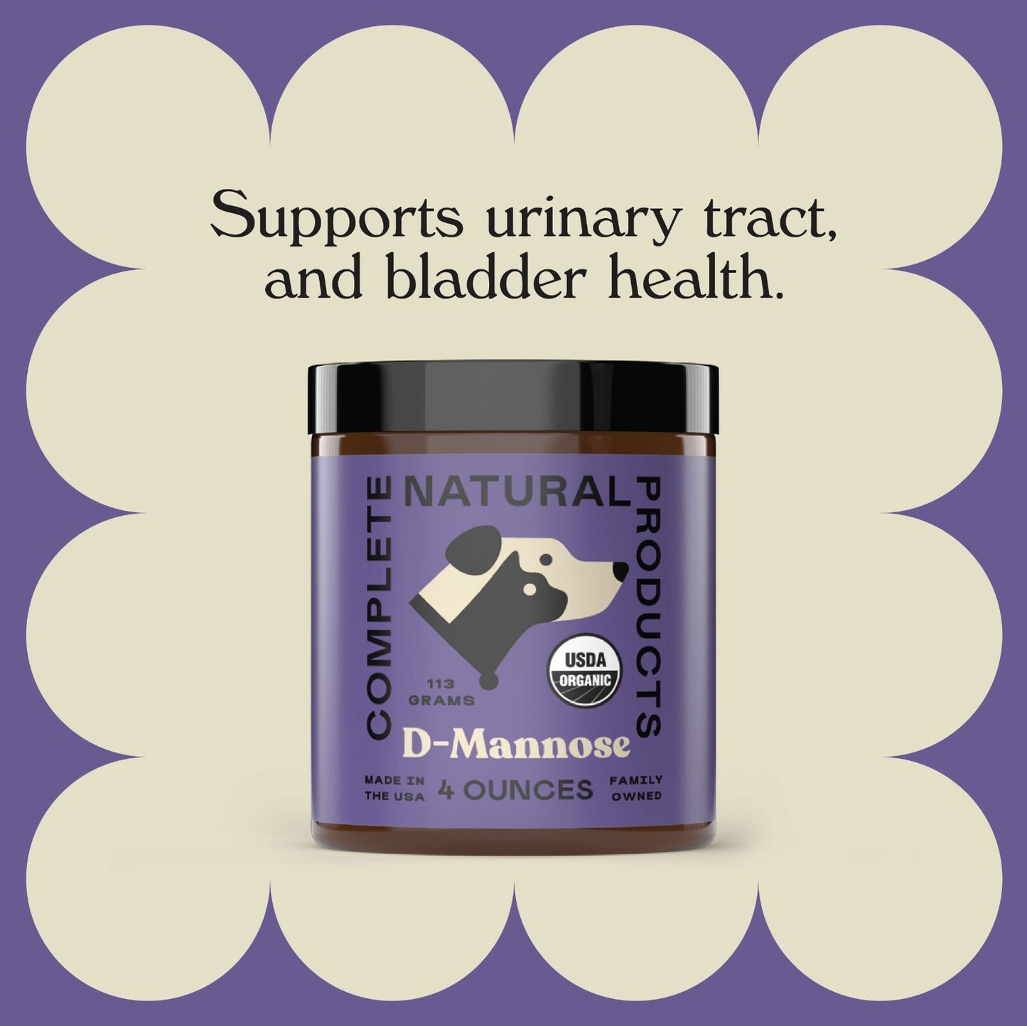 D-Mannose Pure Powder Supplement for Dogs, Cats, & Pets - 4Oz UTI Treatment
