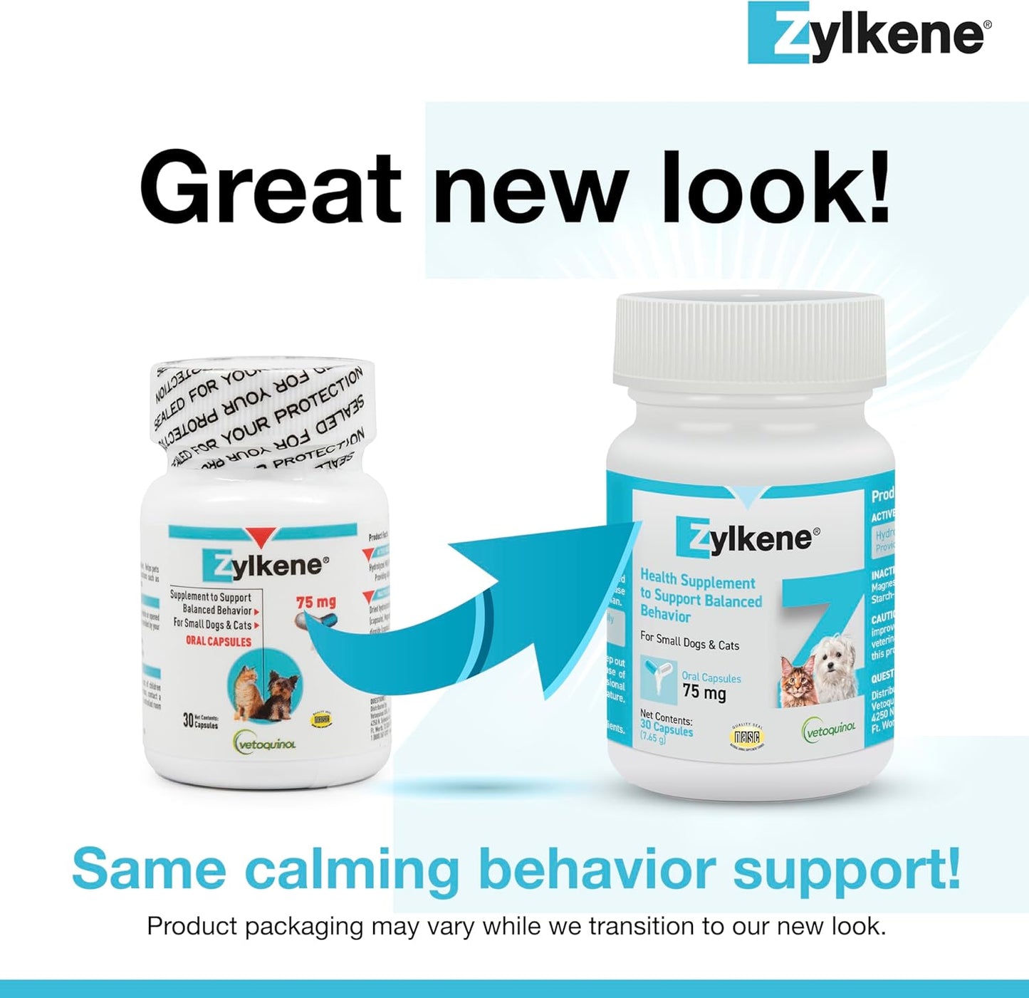 Zylkene Calming Support Supplement for Small Dogs and Cats, Helps Promote Relaxation and Reduce External Stress Factors, Daily Behavioral Support and Anxiety Relief for Dogs and Cats, 75Mg