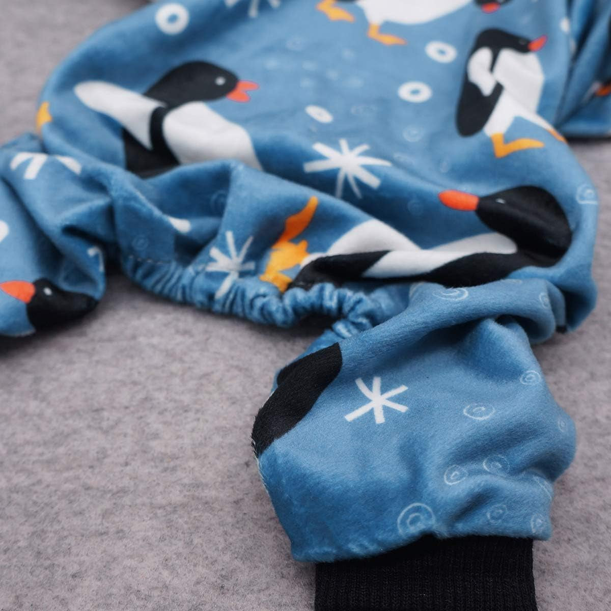 Penguin Thermal Pet Dog Pajamas Onesie Jumpsuit Stretchy Doggie Puppy Clothes Outift Lightweight Velvet (L, Light Blue)
