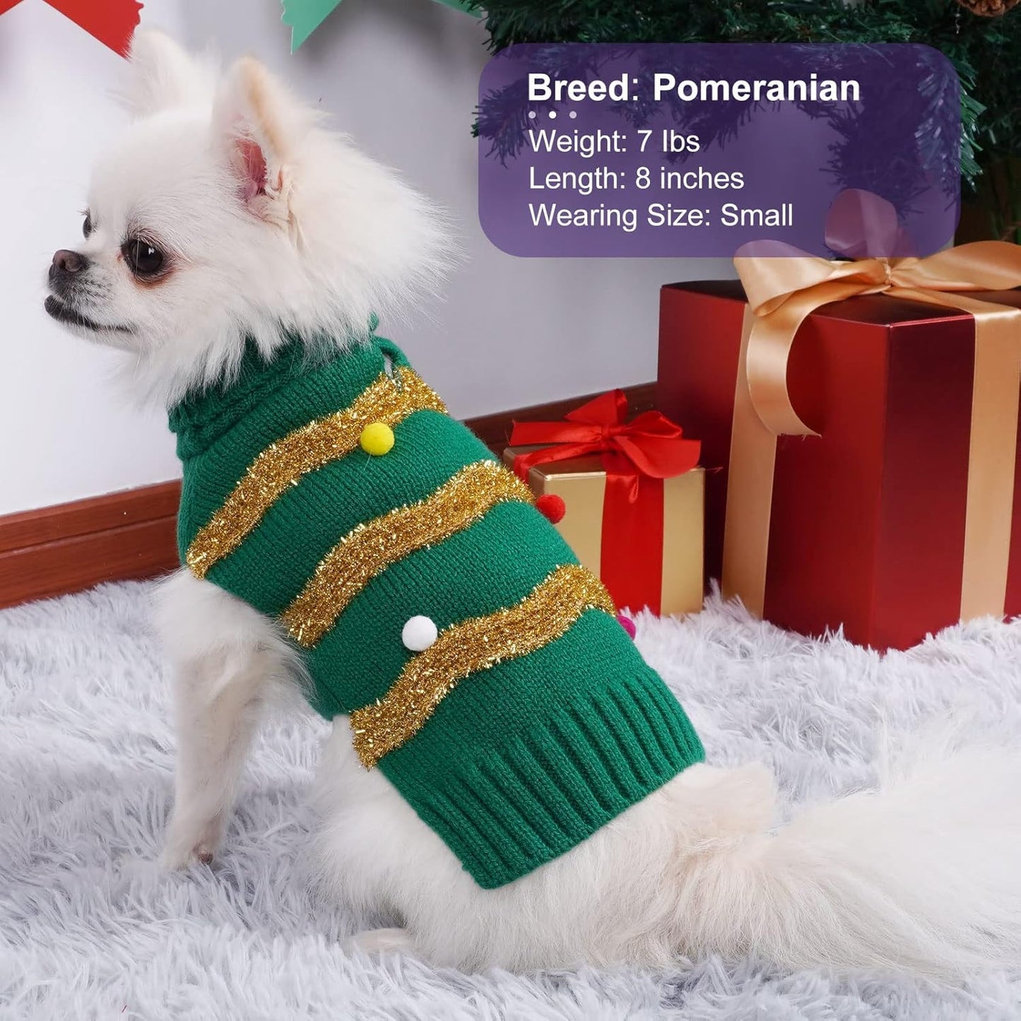 Christmas Sweater for Large Dogs - Warm Turtleneck Xmas Outfit with Leash Hole - Holiday Dog Clothes XXXL