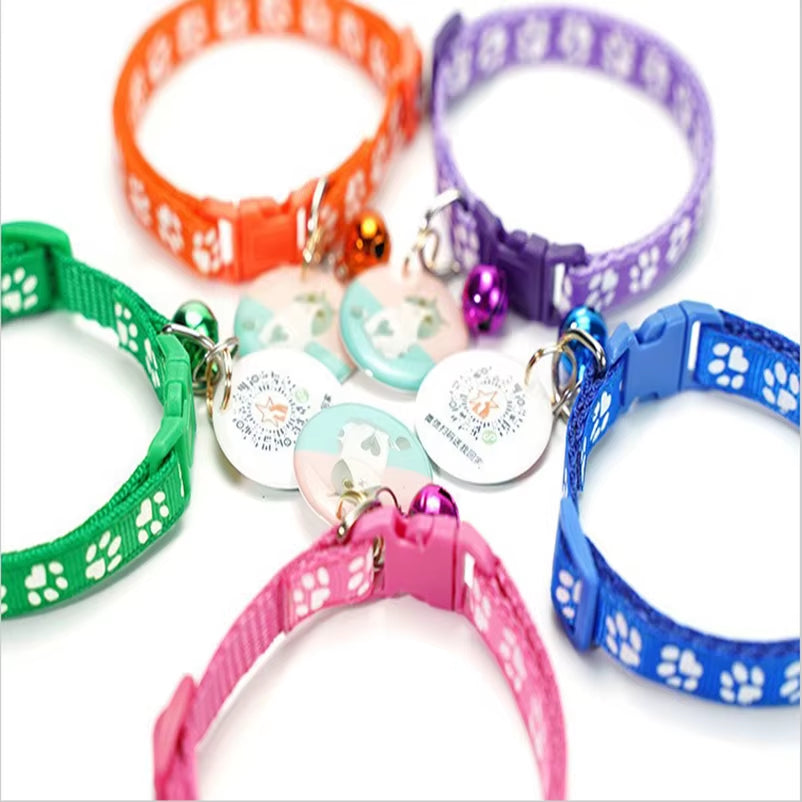 Popular Pet Cat Puppy Color Printed Bell Collar Multi-Color Optional Cat Dog Pet Supplies