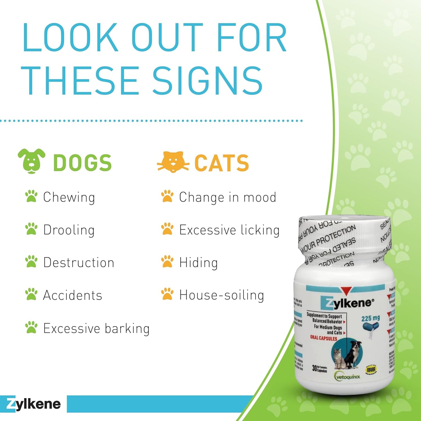 Zylkene Calming Support Supplement for Medium Dogs 33-65Lbs Helps Promote Relaxation and Reduce External Stress Factors, Daily Behavioral Support and Anxiety Relief for Dogs, 225Mg