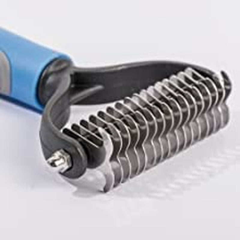 Dog Brush, Pet Grooming Brush, Double Sides Shedding, Faster Dematting Hair and Remove Knots, Undercoat Rake Comb for Cats and Dogs, Cat Nail Clipper Dog Grooming Kit Dog Brush for Shedding, Extra Wide (Blue)