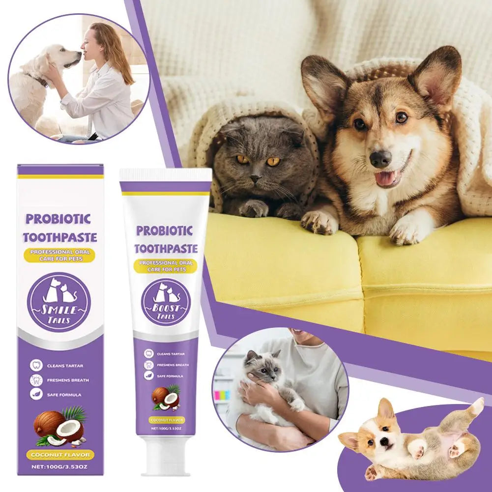 Pet Probiotic Toothpaste For Dogs And Cats Fresh Breath Formula Improve Bad Breath Remove Tartar Reduce Dental Plaque Oral Care