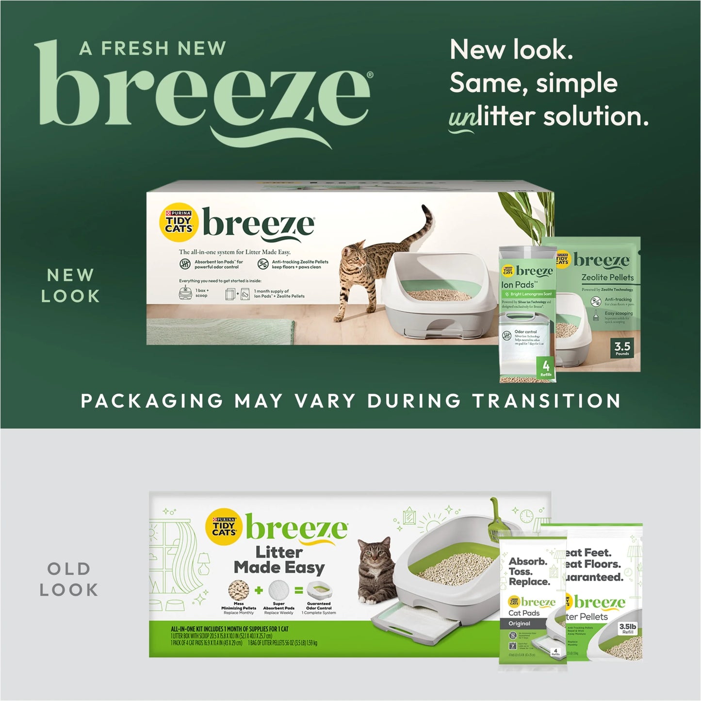 Purina Breeze Cat Litter Box System Kit with Pellet Cat Litter, Litter Box, and Litter Box Pads