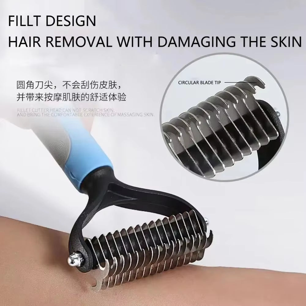 Professional Pet Deshedding Brush 2 Sided Dematting Dog Comb Cat Brush Rake Puppy Grooming Tools Undercoat Shedding Flying Hair