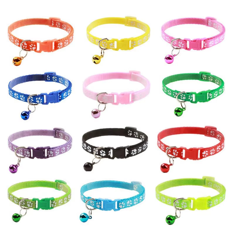 Popular Pet Cat Puppy Color Printed Bell Collar Multi-Color Optional Cat Dog Pet Supplies