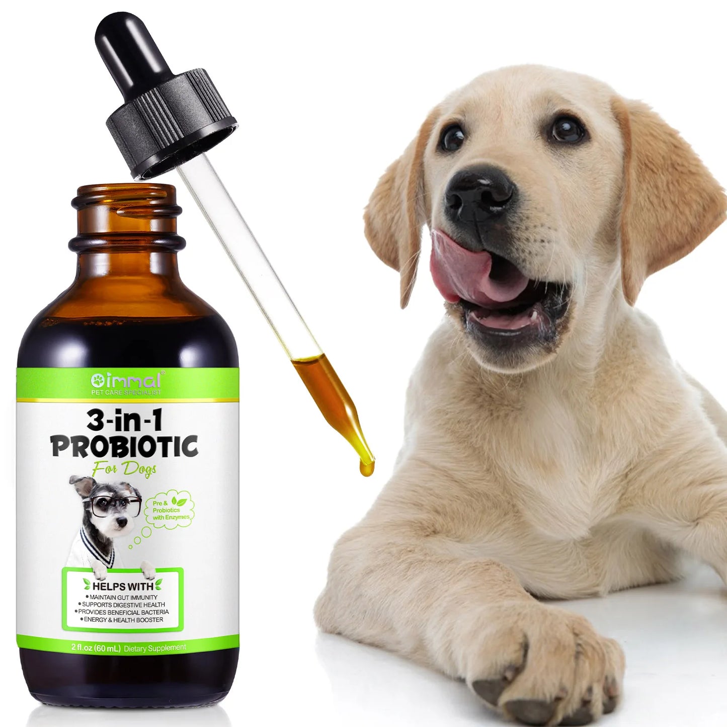3-in-1 Probiotics Pre & Probiotics with Enzymes for All Dogs Maintain Gut Immunity Support Digestive Provide Beneficial Bacteria