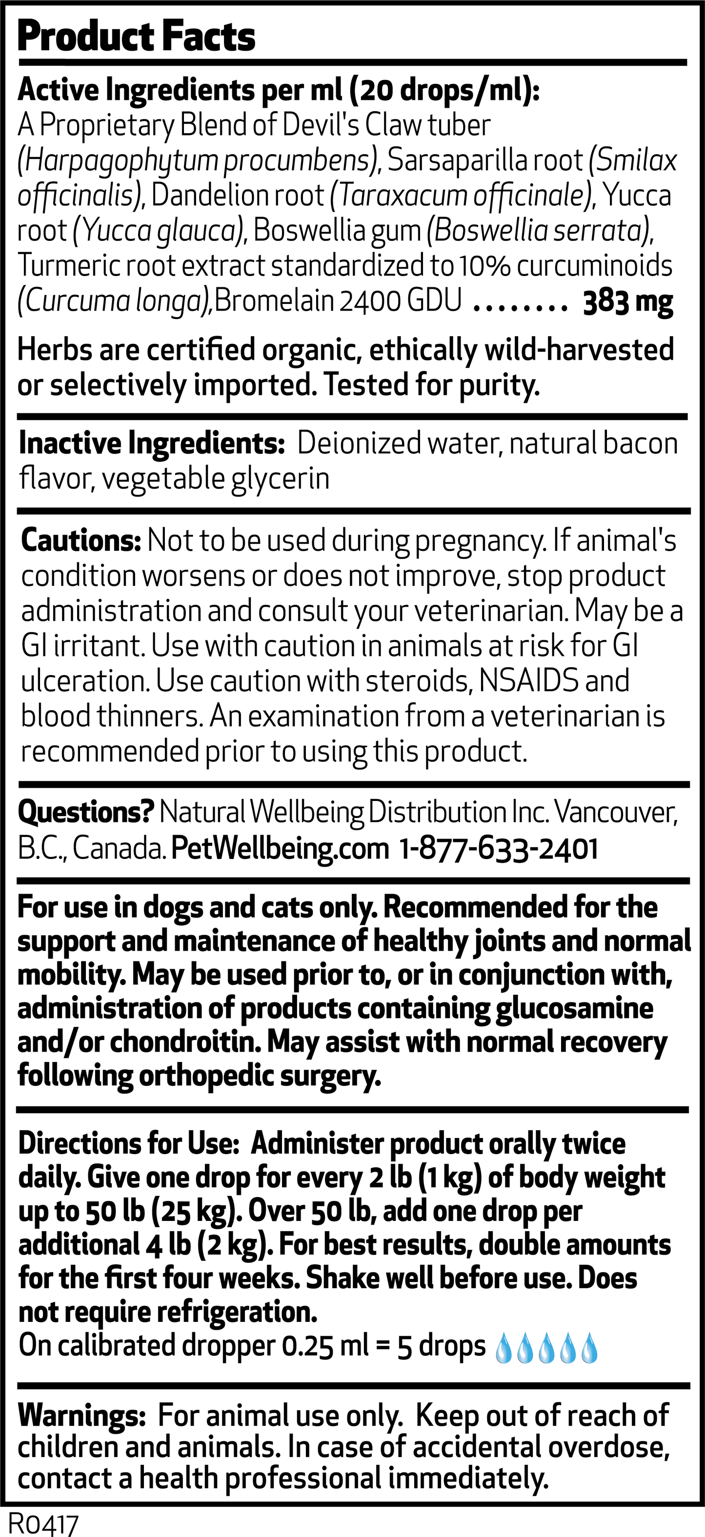 Natural Dog Joint Pain Supplement - Agile Joints 2Oz (59Ml)