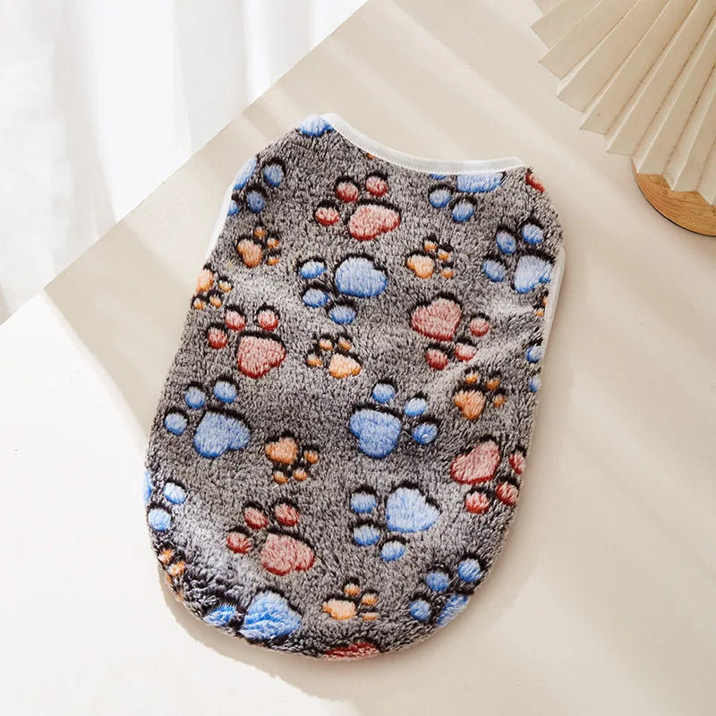 Flannel Dog Clothes Pet Clothes for Small Medium Dogs Soft Puppy Vest Cute Paw Print Chihuahua Coat Yorkshire Vest Pet Costume