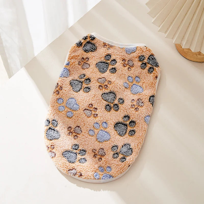 Flannel Dog Clothes Pet Clothes for Small Medium Dogs Soft Puppy Vest Cute Paw Print Chihuahua Coat Yorkshire Vest Pet Costume