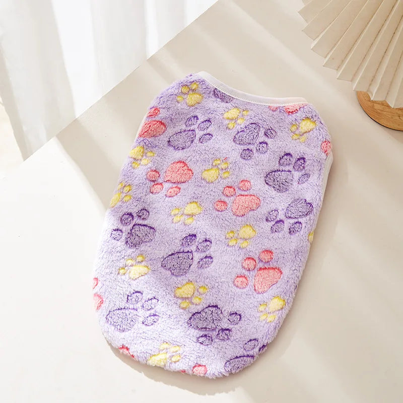Flannel Dog Clothes Pet Clothes for Small Medium Dogs Soft Puppy Vest Cute Paw Print Chihuahua Coat Yorkshire Vest Pet Costume