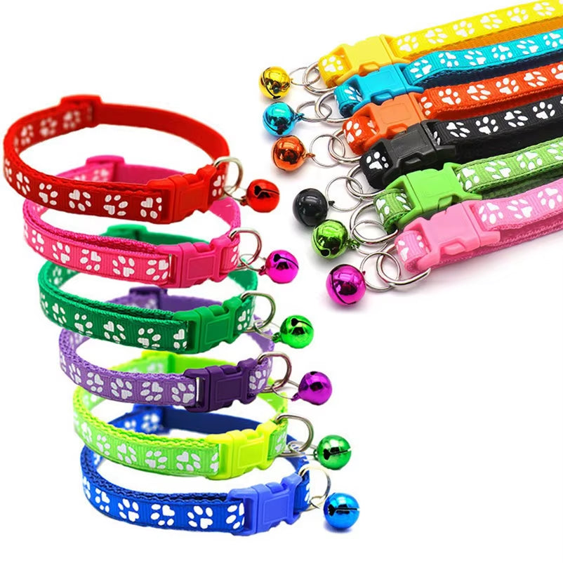 Popular Pet Cat Puppy Color Printed Bell Collar Multi-Color Optional Cat Dog Pet Supplies