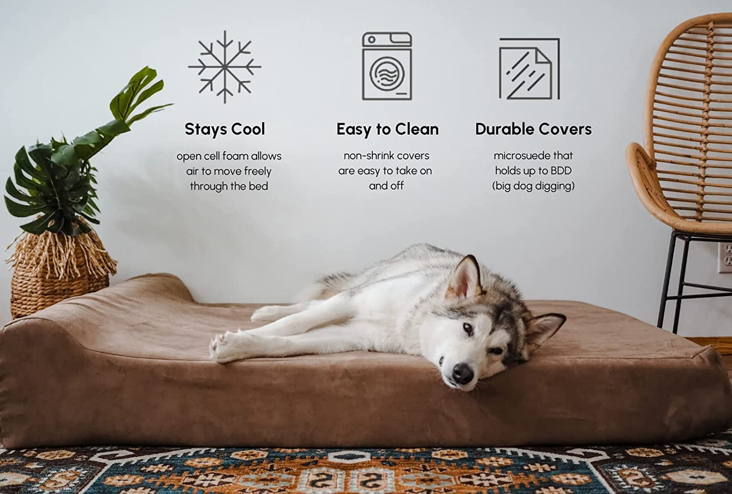 Barker Beds Large Orthopedic Dog Bed for Large Dogs - Premium 7" Thick Cushion with Washable Microsuede Cover - Durable XL Pet Bed - Made in USA (Burgundy)