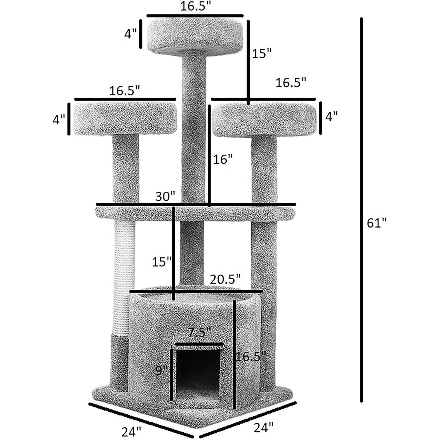 130014-Beige Main Coon Cat House Cat Tree