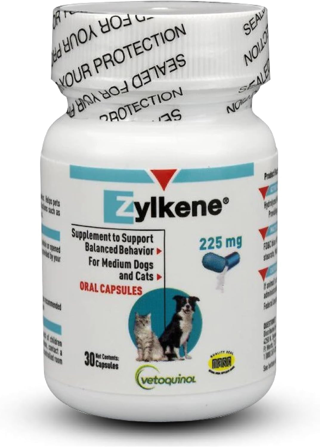Zylkene Calming Support Supplement for Medium Dogs 33-65Lbs Helps Promote Relaxation and Reduce External Stress Factors, Daily Behavioral Support and Anxiety Relief for Dogs, 225Mg