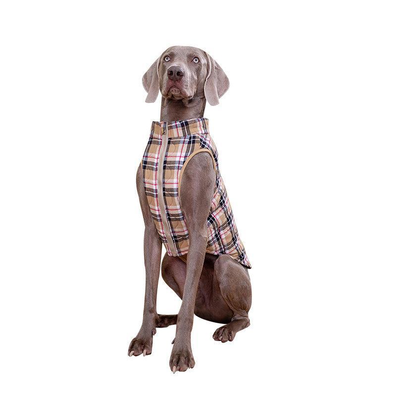 Cozy Plaid Zipper Down Jacket For Winter Pets