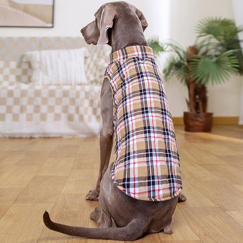 Cozy Plaid Zipper Down Jacket For Winter Pets