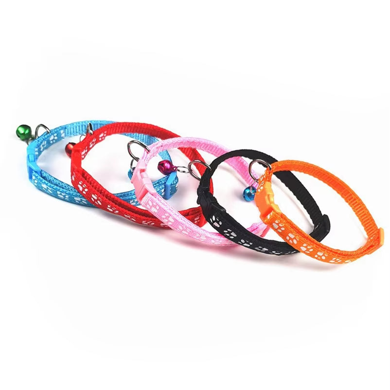 Popular Pet Cat Puppy Color Printed Bell Collar Multi-Color Optional Cat Dog Pet Supplies