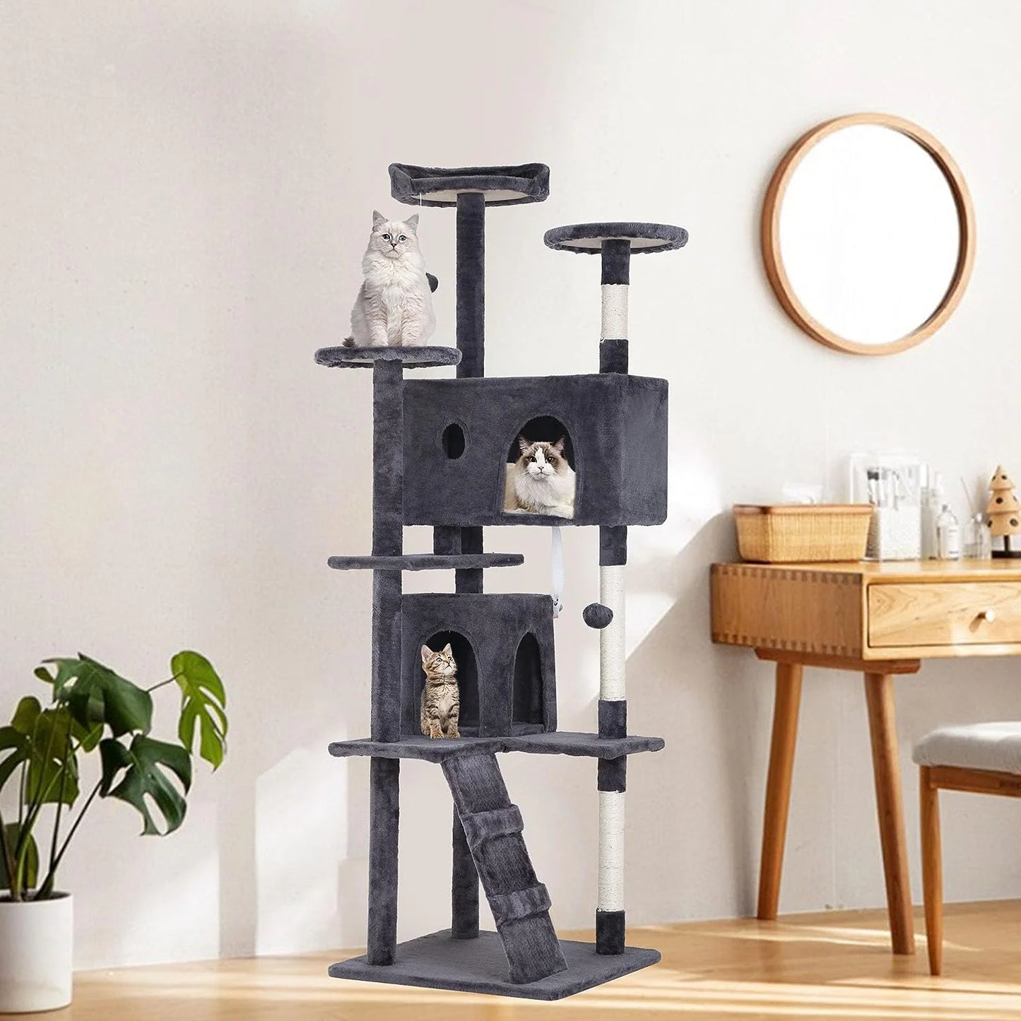 70In Cat Tree Tower for Indoor Cats,Ashy