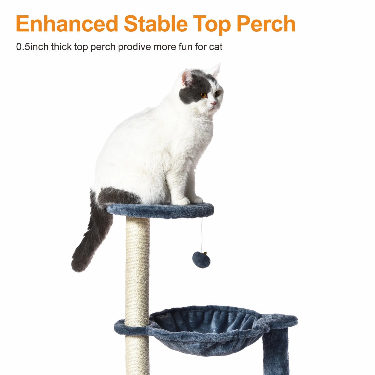 3-Level Cat Tower with Hammock and Sisal Post, 26.7 Inch, Blue