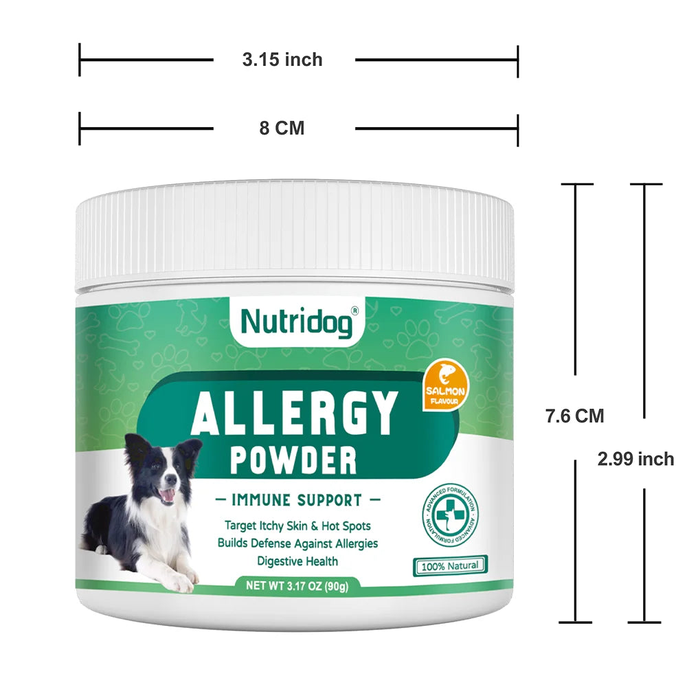 Anti-allergy & Immune Support Powder for dog with Omega-3 Fish Oil, Probiotics, Quercetin - Relieve itching, seasonal allergies