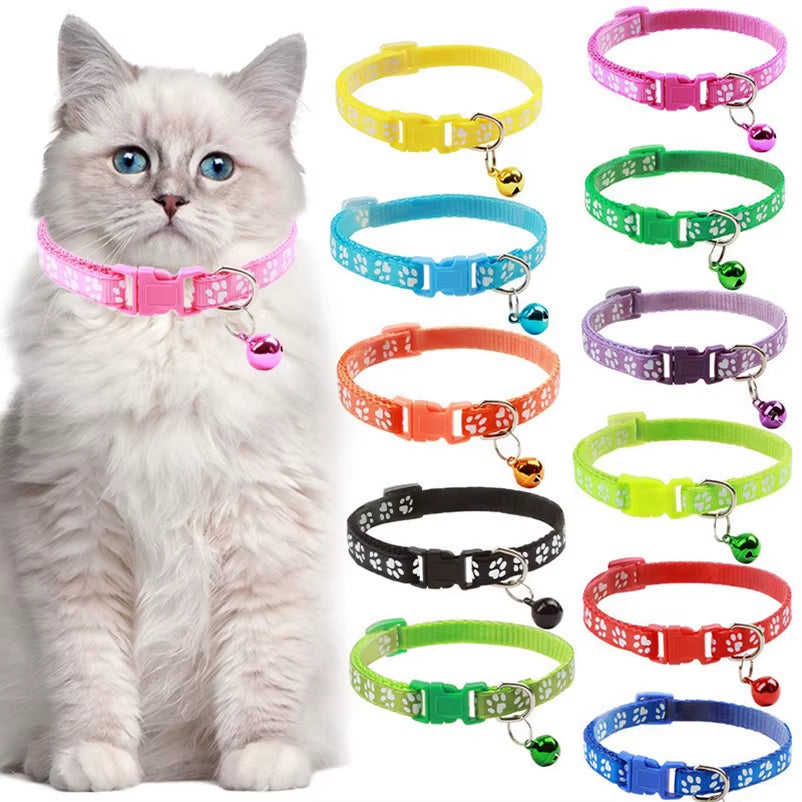 Popular Pet Cat Puppy Color Printed Bell Collar Multi-Color Optional Cat Dog Pet Supplies