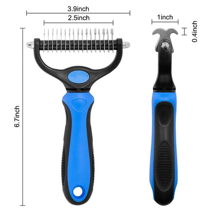 Undercoat Rake for Dogs Cats,Dog Shedding Brush for Long Haired Dogs,Double Sided Dog Deshedding Brush,Undercoat Brush for Dogs,Pet Grooming Brush for Dematting(Big,Blue)