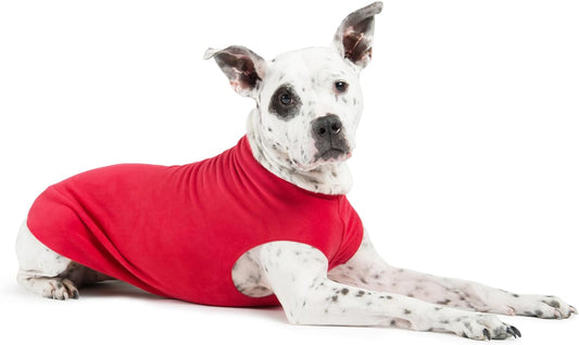 Stretch Fleece Dog Coat, Stretchy Pet Sweater, Machine Washable Pullover for Winter and Fall, Red, 12