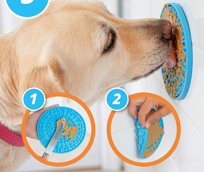 Dog Lick Mat & Brush Glove Slow Feeder Dog Bowl Lick Pad with Super Suction