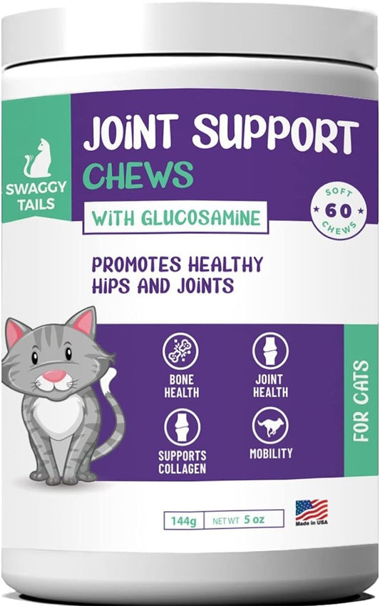 Glucosamine for Cats, Joint Inflammation Supplement, Cat Joint Chews - Joint Support for Cats with MSM, Chondroitin, Antioxidants - Premium Arthritis Pet Supplements (60 Chews)