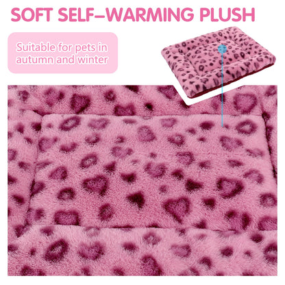 Pet Bed Crate Mat Reversible Pad Leopard Pattern for Cat Dog, Small