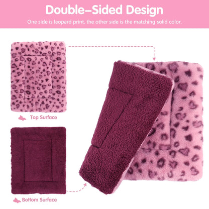 Pet Bed Crate Mat Reversible Pad Leopard Pattern for Cat Dog, Small