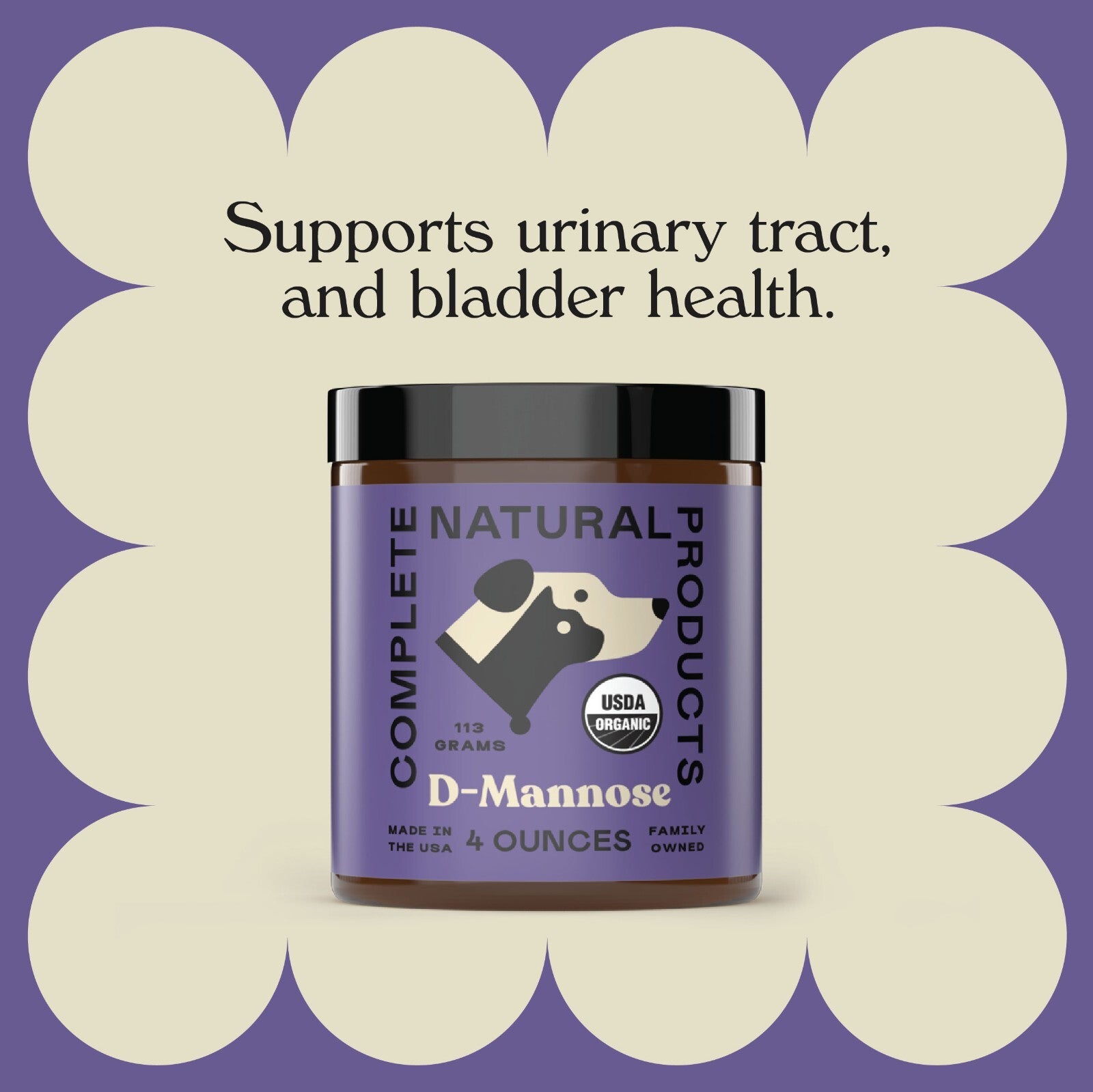 D-Mannose Pure Powder Supplement for Dogs, Cats, & Pets - 4Oz UTI Treatment