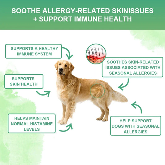 Anti-allergy & Immune Support Powder for dog with Omega-3 Fish Oil, Probiotics, Quercetin - Relieve itching, seasonal allergies