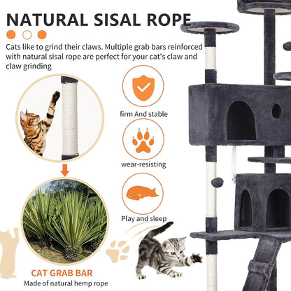 70In Cat Tree Tower for Indoor Cats,Ashy