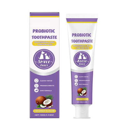 100g Pet Teeth Cleaning Toothpaste For Dog Cat Safe Effective Tartar Remover Breath Freshener Probiotic Paste With Coconut