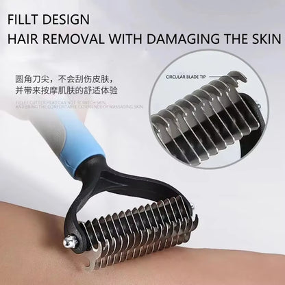 Professional Pet Deshedding Brush 2 Sided Dematting Dog Comb Cat Brush Rake Puppy Grooming Tools Undercoat Shedding Flying Hair