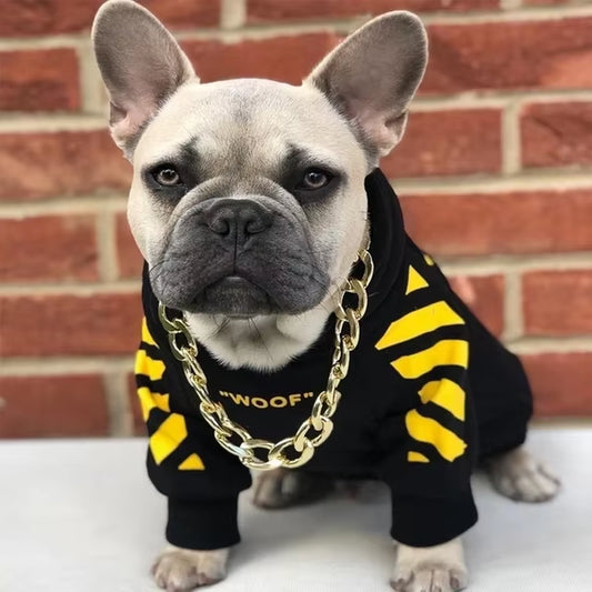 Pet Dog Clothes for French Bulldog Adidog Stripe Pattern Dog Hoodie Pet Dog Clothes Dog Jacket for French Bulldog Puppy