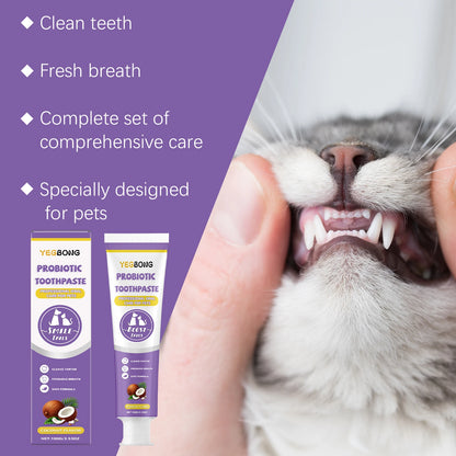 Pet Probiotic Toothpaste with Fresh Breath Formula Improve Bad Breath Cleaning Teeth Stains Reduce Dental Plaque Pet Oral Care