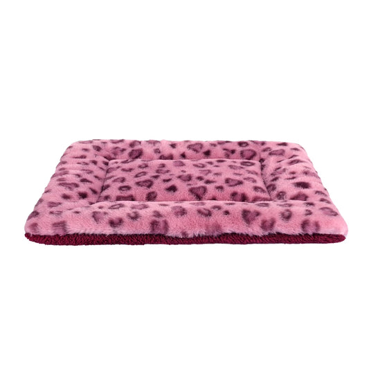 Pet Bed Crate Mat Reversible Pad Leopard Pattern for Cat Dog, Small
