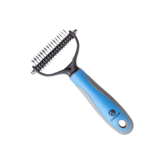 Dog Brush,  Pet Grooming Brush, Double Sides Shedding, Faster Dematting Hair and Remove Knots, Undercoat Rake Comb for Cats and Dogs, Cat Nail Clipper Dog Grooming Kit Dog Brush for Shedding, Extra Wide (Blue)