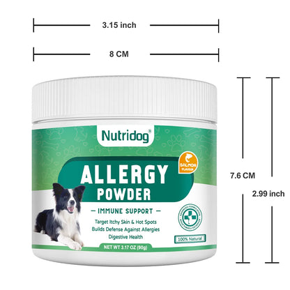 Anti-allergy & Immune Support Powder for dog with Omega-3 Fish Oil, Probiotics, Quercetin - Relieve itching, seasonal allergies