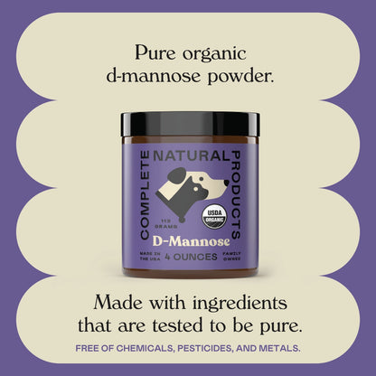D-Mannose Pure Powder Supplement for Dogs, Cats, & Pets - 4Oz UTI Treatment
